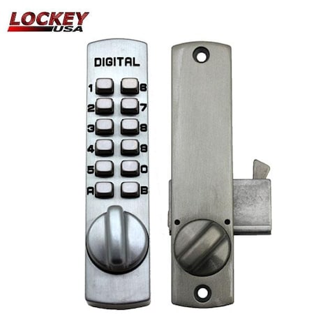 Lockey Lockey: Lockey C150 - Mechanical Keypad Keyless Hook Bolt - for Sliding Glass Doors - Satin Nickel LK-C150-SN